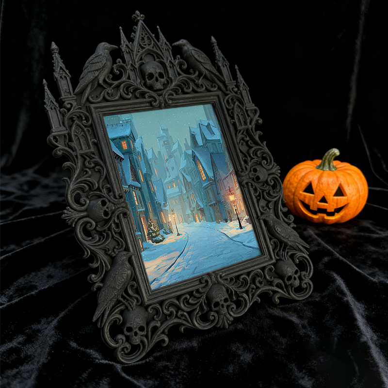 Gothic Dark Frame | Werewolf-themed Camping Party Decor, Photo Holder, Wall-mountable