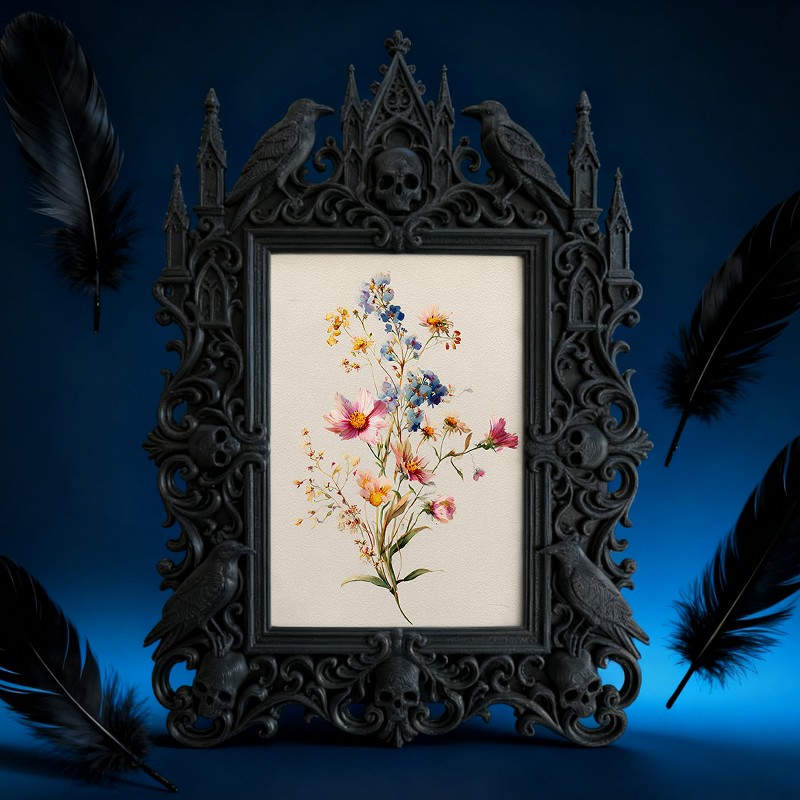 Gothic Dark Frame | Vintage Horror Movie Screening Decor, Photo Holder, Waterproof Plastic