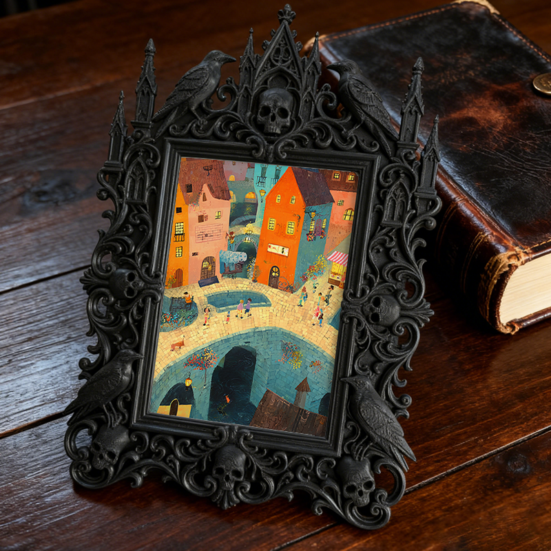 Gothic Dark Frame | Podcast Recording Studio Decor, Photo Holder, Dual-use