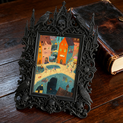 Gothic Dark Frame | Podcast Recording Studio Decor, Photo Holder, Dual-use
