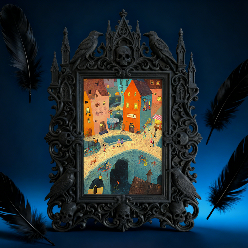 Gothic Dark Frame | Podcast Recording Studio Decor, Photo Holder, Dual-use