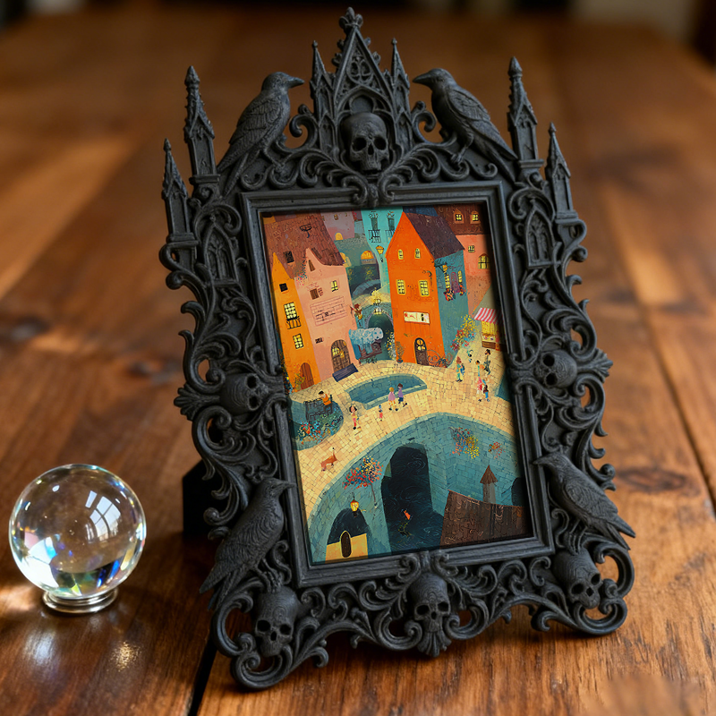 Gothic Dark Frame | Podcast Recording Studio Decor, Photo Holder, Dual-use