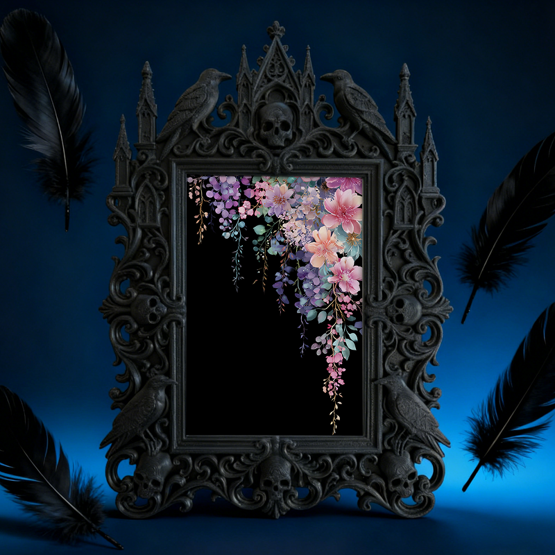 Gothic Dark Frame | Gaming Room Setup Decor, Photo Prop, Waterproof Plastic Frame