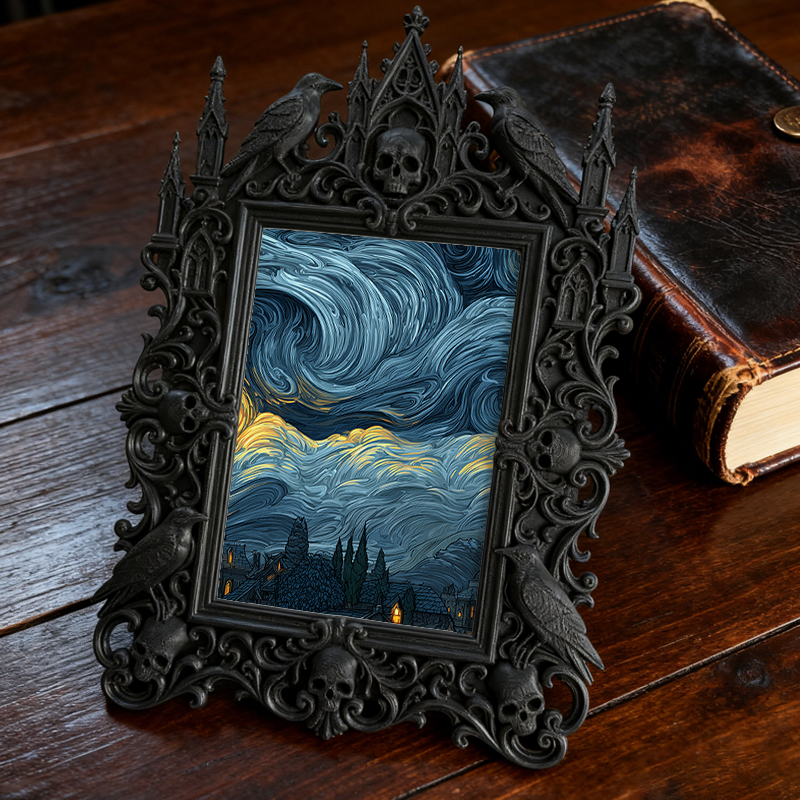 Gothic Dark Frame | Pet Gothic-themed Corner Decor, Pet Photo Holder, Waterproof Plastic