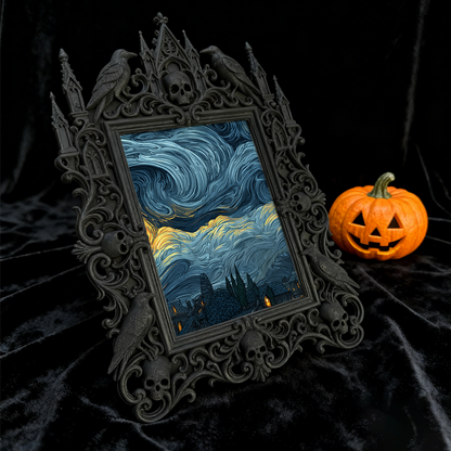 Gothic Dark Frame | Pet Gothic-themed Corner Decor, Pet Photo Holder, Waterproof Plastic