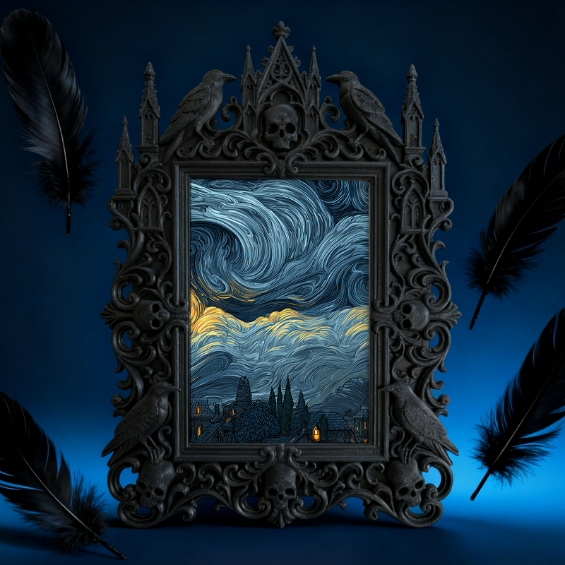 Gothic Dark Frame | Pet Gothic-themed Corner Decor, Pet Photo Holder, Waterproof Plastic