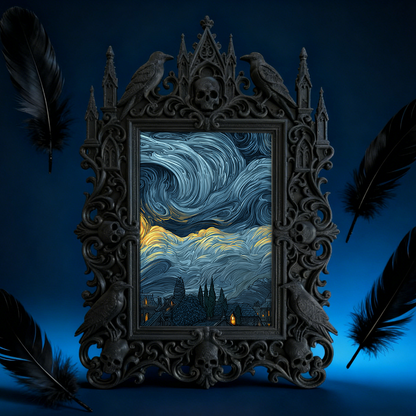 Gothic Dark Frame | Pet Gothic-themed Corner Decor, Pet Photo Holder, Waterproof Plastic