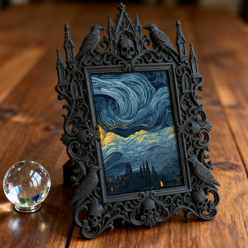Gothic Dark Frame | Pet Gothic-themed Corner Decor, Pet Photo Holder, Waterproof Plastic