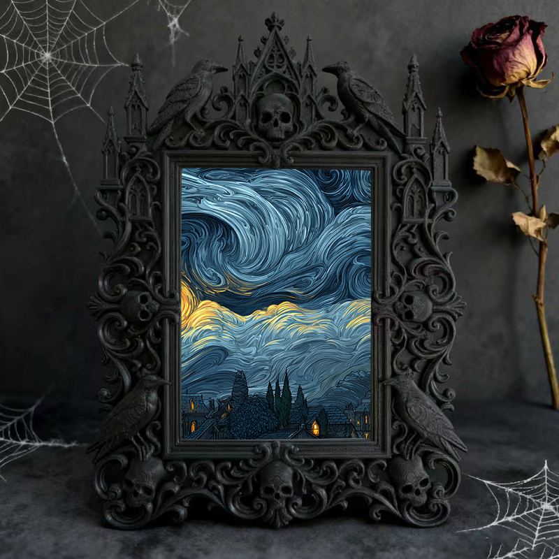 Gothic Dark Frame | Pet Gothic-themed Corner Decor, Pet Photo Holder, Waterproof Plastic