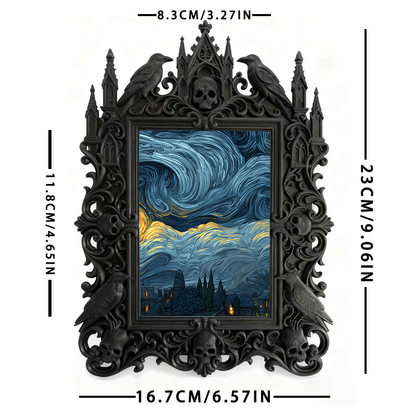 Gothic Dark Frame | Pet Gothic-themed Corner Decor, Pet Photo Holder, Waterproof Plastic
