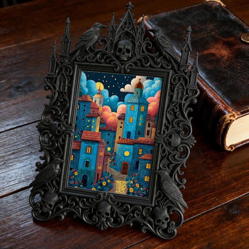 Gothic Dark Frame | Spooky Doll Collection Room Decor, Photo Ornament, Waterproof Plastic Frame