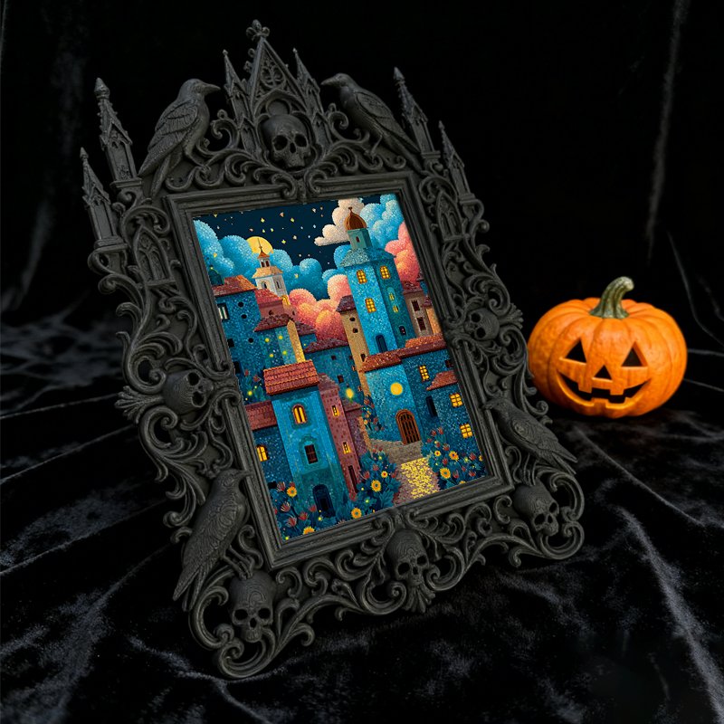 Gothic Dark Frame | Spooky Doll Collection Room Decor, Photo Ornament, Waterproof Plastic Frame