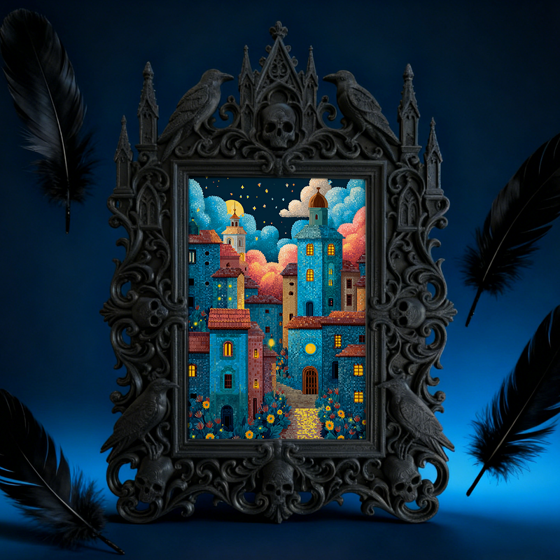 Gothic Dark Frame | Spooky Doll Collection Room Decor, Photo Ornament, Waterproof Plastic Frame