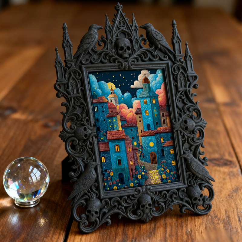 Gothic Dark Frame | Spooky Doll Collection Room Decor, Photo Ornament, Waterproof Plastic Frame