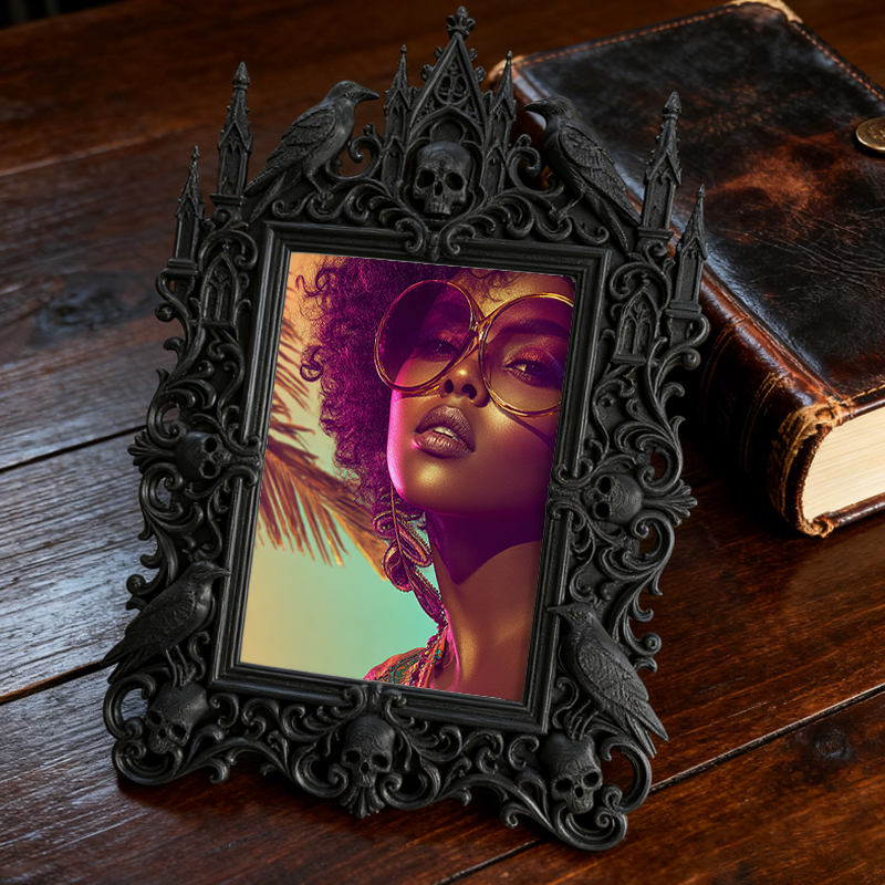 Gothic Dark Frame | Roller Derby Team Locker Room Decor, Photo Ornament, Wall/Tabletop