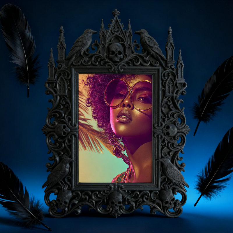 Gothic Dark Frame | Roller Derby Team Locker Room Decor, Photo Ornament, Wall/Tabletop