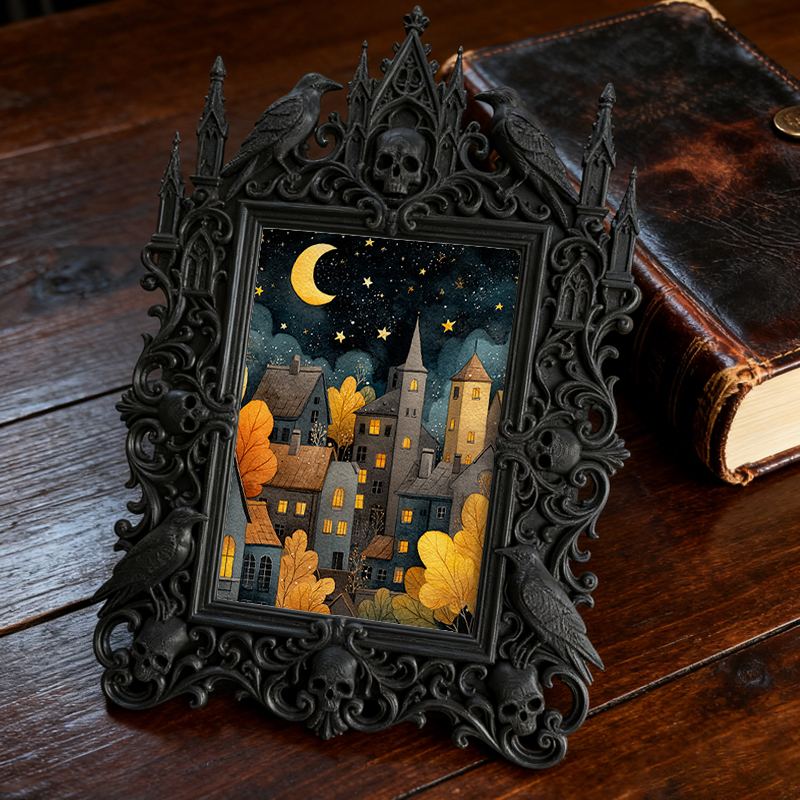 Gothic Dark Frame | Home Library Nook Decor, Photo Ornament, Waterproof Plastic