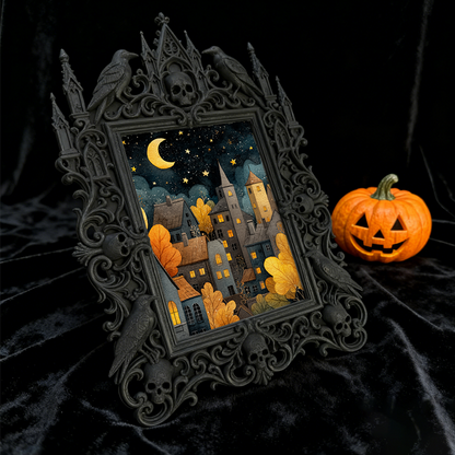 Gothic Dark Frame | Home Library Nook Decor, Photo Ornament, Waterproof Plastic