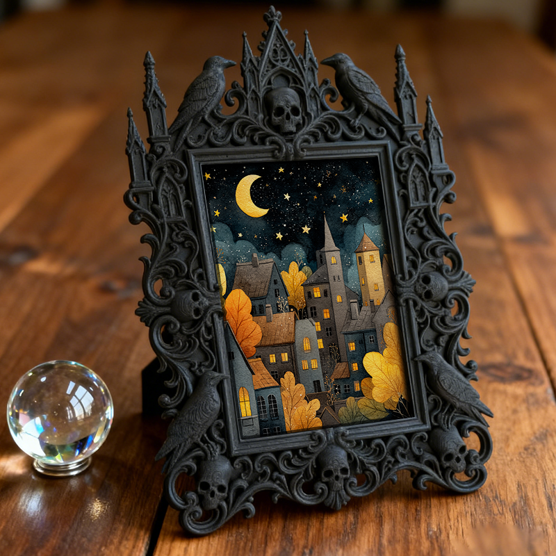 Gothic Dark Frame | Home Library Nook Decor, Photo Ornament, Waterproof Plastic
