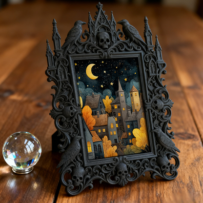 Gothic Dark Frame | Home Library Nook Decor, Photo Ornament, Waterproof Plastic