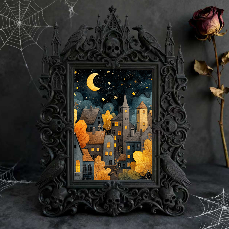 Gothic Dark Frame | Home Library Nook Decor, Photo Ornament, Waterproof Plastic