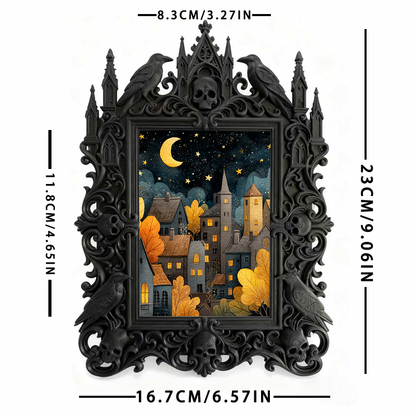 Gothic Dark Frame | Home Library Nook Decor, Photo Ornament, Waterproof Plastic
