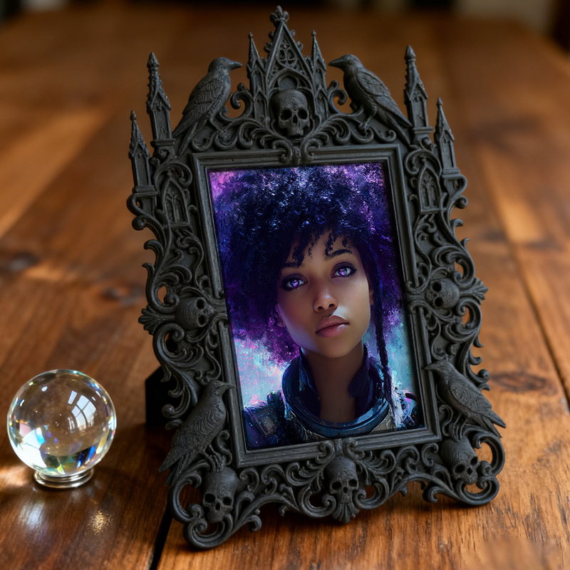 Popular Gothic Dark-style Photo Frame | Dark Fantasy RPG Game Master Desk Decor, Photo Ornament, Wall/Table Dual-use, Waterproof Game Frame
