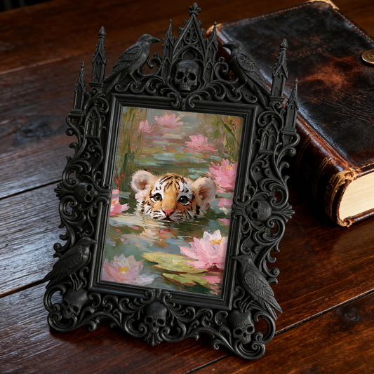 Stylish Gothic Dark-style Photo Frame | Retro Bicycle Repair Shop Wall Decor, Photo Ornament, Wall-mountable & Tabletop, Waterproof Industri