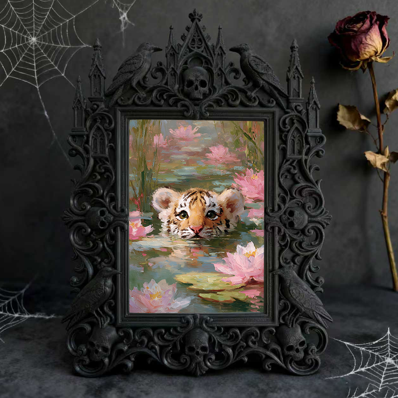 Stylish Gothic Dark-style Photo Frame | Retro Bicycle Repair Shop Wall Decor, Photo Ornament, Wall-mountable & Tabletop, Waterproof Industri