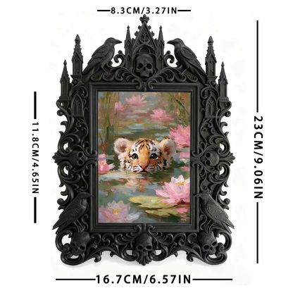 Stylish Gothic Dark-style Photo Frame | Retro Bicycle Repair Shop Wall Decor, Photo Ornament, Wall-mountable & Tabletop, Waterproof Industri