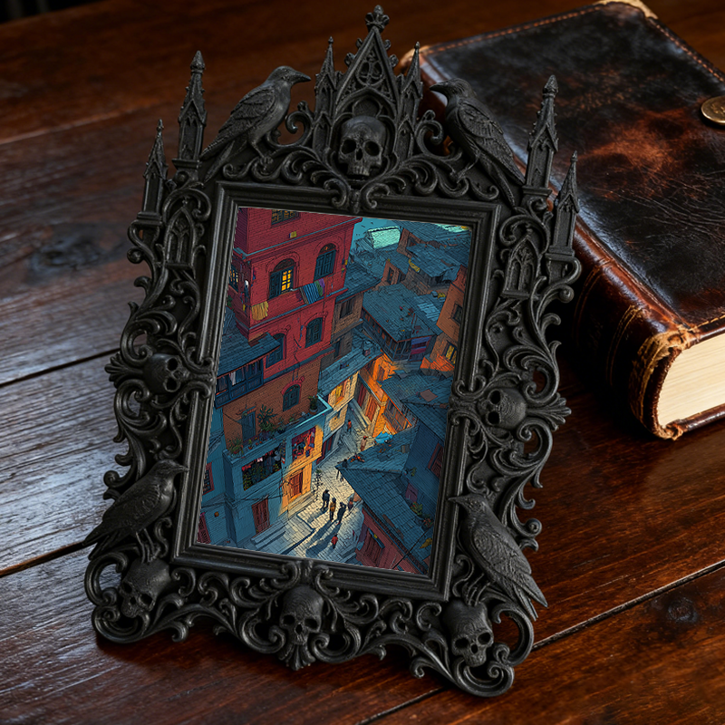 Bestseller Gothic Dark-style Photo Frame | Dark Academia Stationery Shop Shelf Decor, Photo Ornament, Wall/Table Dual-use, Waterproof Office