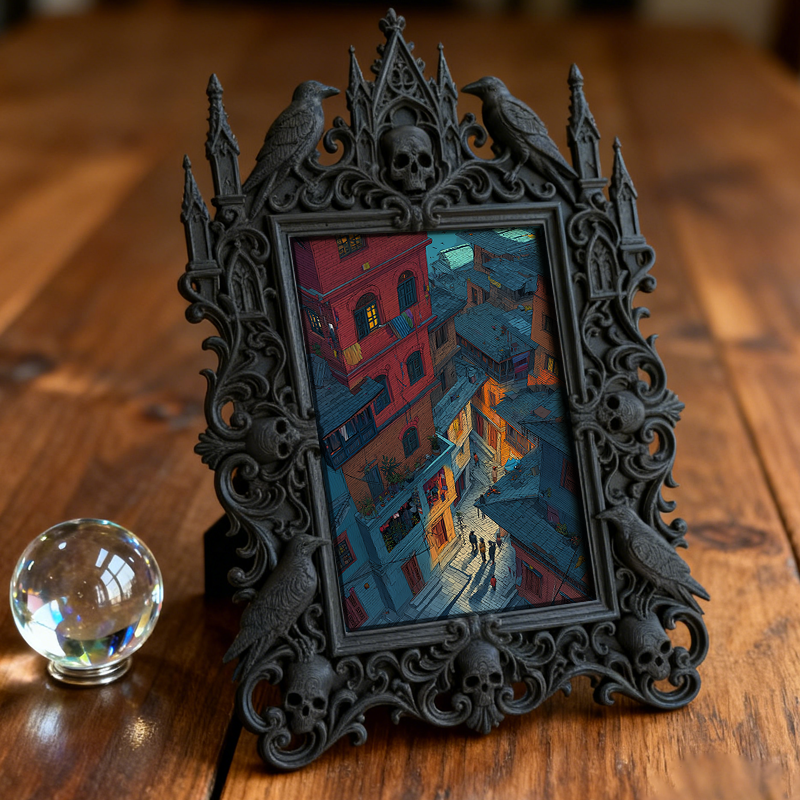 Bestseller Gothic Dark-style Photo Frame | Dark Academia Stationery Shop Shelf Decor, Photo Ornament, Wall/Table Dual-use, Waterproof Office