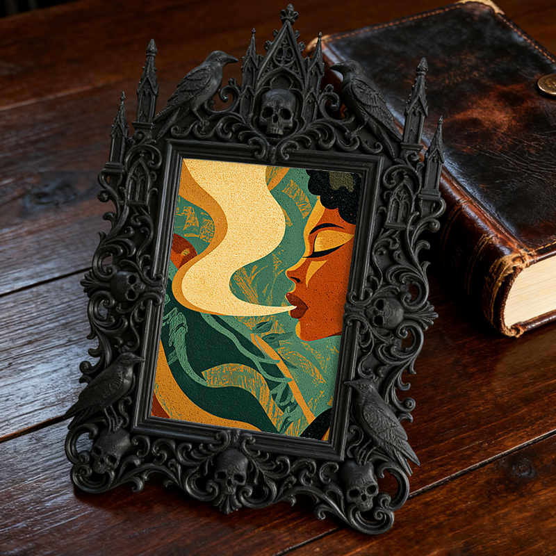 Premium Gothic Dark-style Photo Frame | Magical Potion Shop Counter Decor, Photo Ornament, Wall-mountable & Tabletop, Waterproof Plastic Fra