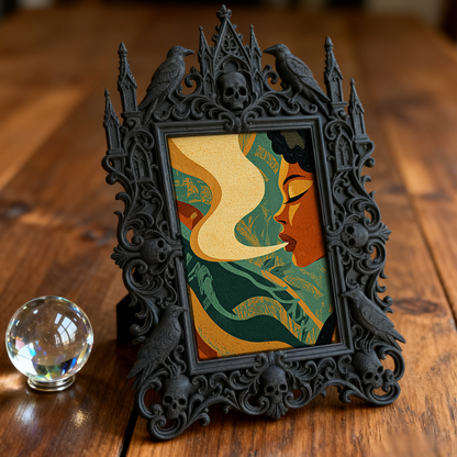 Premium Gothic Dark-style Photo Frame | Magical Potion Shop Counter Decor, Photo Ornament, Wall-mountable & Tabletop, Waterproof Plastic Fra