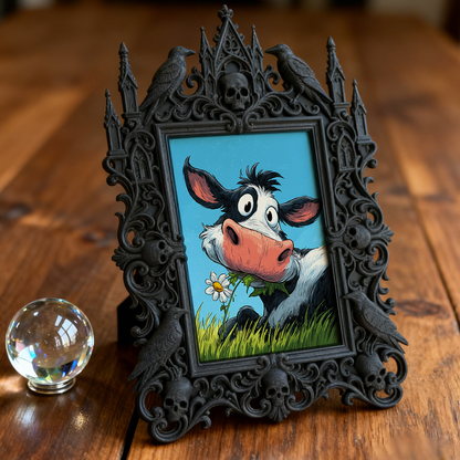 Popular Gothic Dark-style Photo Frame | Dark Fairy Tale Themed Kids’ Room Decor, Photo Ornament, Wall/Table Dual-use, Waterproof Anti-fade F