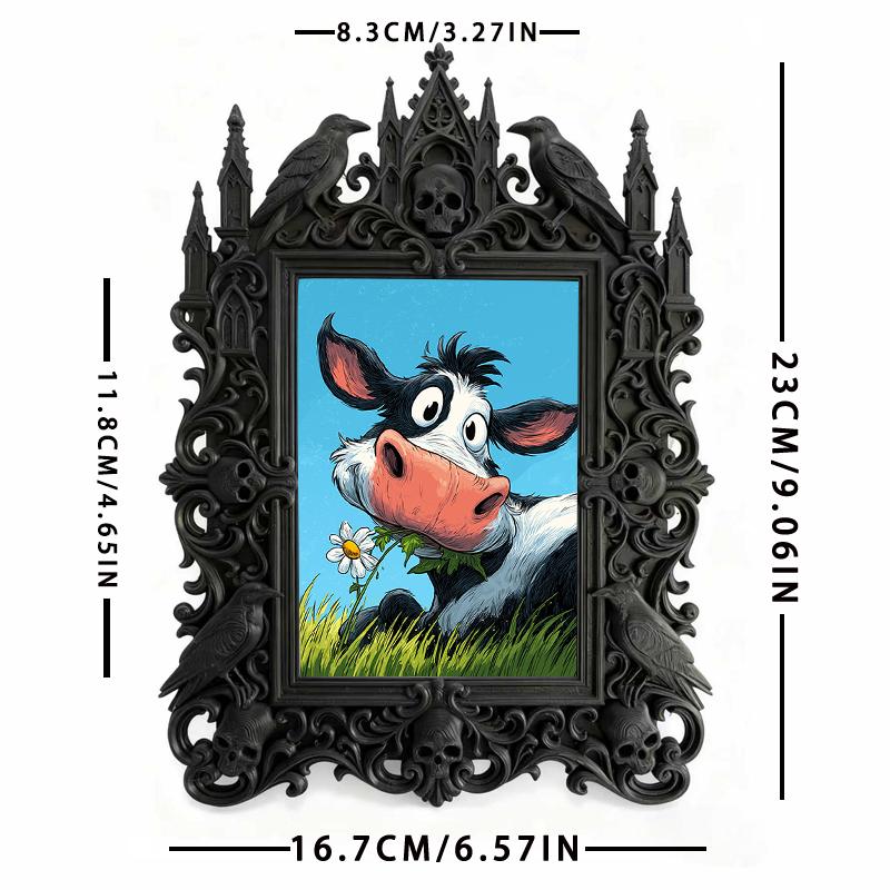 Popular Gothic Dark-style Photo Frame | Dark Fairy Tale Themed Kids’ Room Decor, Photo Ornament, Wall/Table Dual-use, Waterproof Anti-fade F