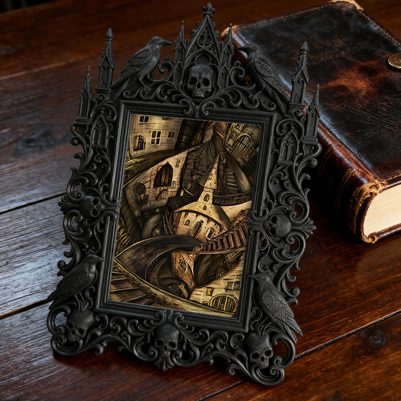 Stylish Gothic Dark-style Photo Frame | Gothic Pet Grooming Shop Display, Photo Ornament, Wall-mountable & Tabletop, Waterproof Scratch-resi