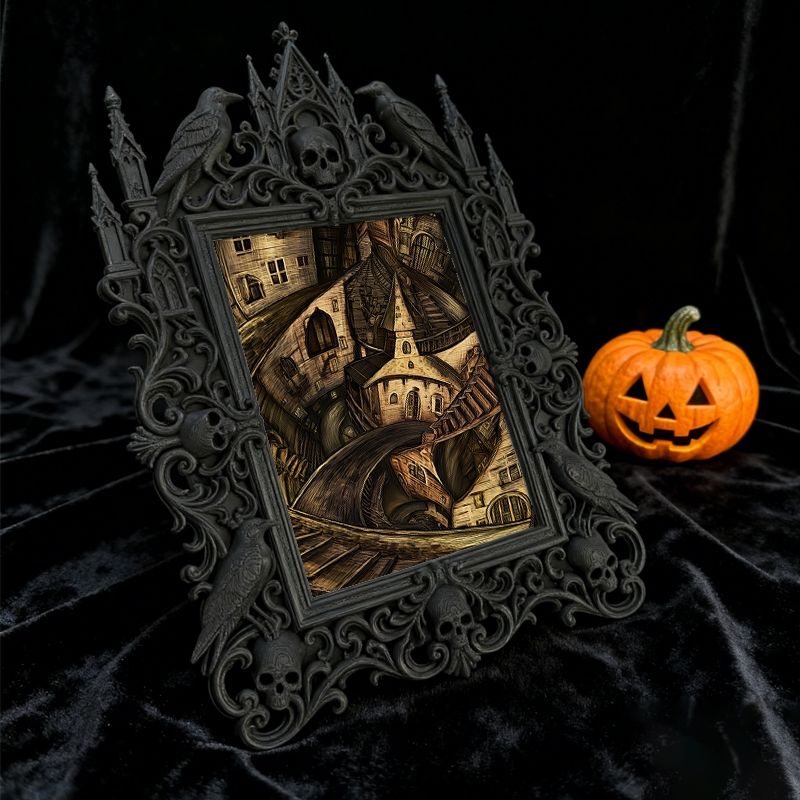 Stylish Gothic Dark-style Photo Frame | Gothic Pet Grooming Shop Display, Photo Ornament, Wall-mountable & Tabletop, Waterproof Scratch-resi