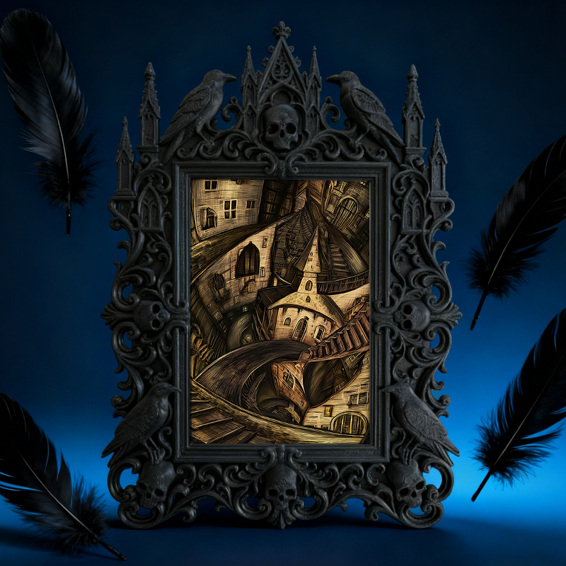Stylish Gothic Dark-style Photo Frame | Gothic Pet Grooming Shop Display, Photo Ornament, Wall-mountable & Tabletop, Waterproof Scratch-resi