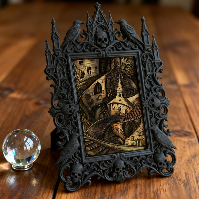 Stylish Gothic Dark-style Photo Frame | Gothic Pet Grooming Shop Display, Photo Ornament, Wall-mountable & Tabletop, Waterproof Scratch-resi