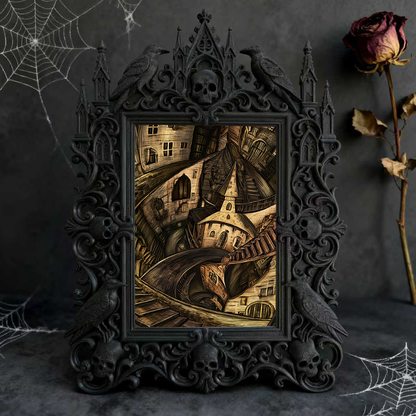 Stylish Gothic Dark-style Photo Frame | Gothic Pet Grooming Shop Display, Photo Ornament, Wall-mountable & Tabletop, Waterproof Scratch-resi