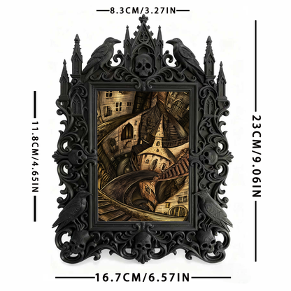 Stylish Gothic Dark-style Photo Frame | Gothic Pet Grooming Shop Display, Photo Ornament, Wall-mountable & Tabletop, Waterproof Scratch-resi