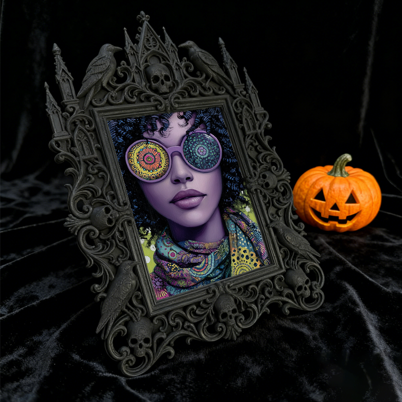 Bestseller Gothic Dark-style Photo Frame | Occult Bookstore Shelf Decor, Photo Ornament, Wall-mountable & Tabletop, Waterproof Lightweight F