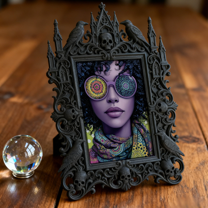 Bestseller Gothic Dark-style Photo Frame | Occult Bookstore Shelf Decor, Photo Ornament, Wall-mountable & Tabletop, Waterproof Lightweight F