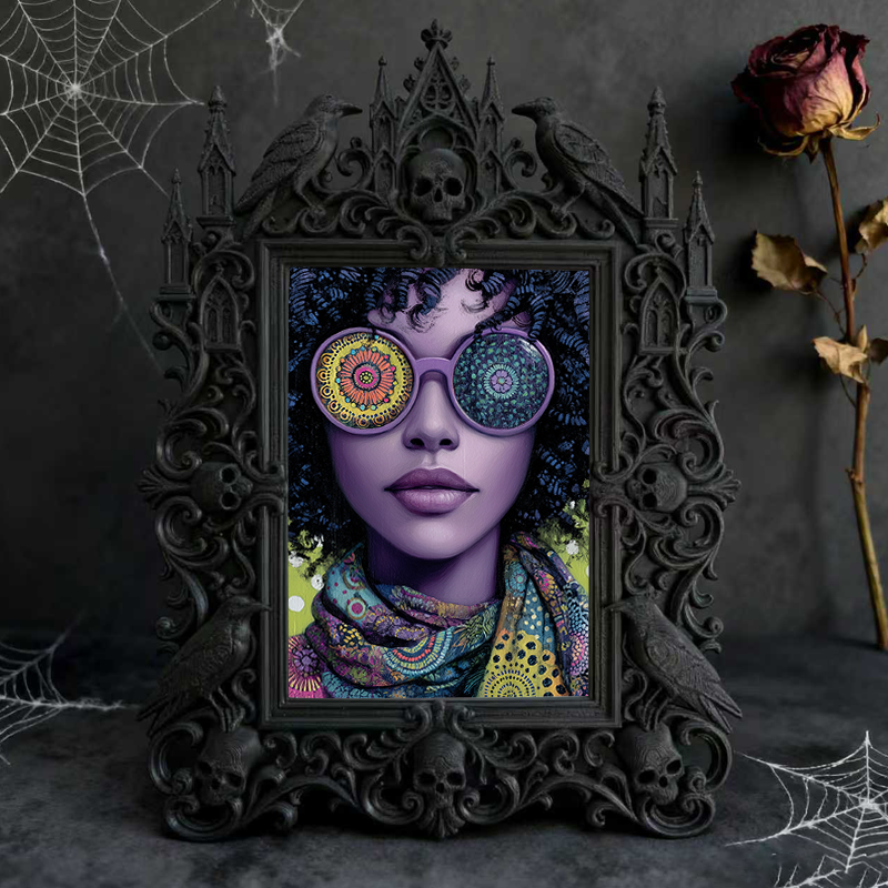 Bestseller Gothic Dark-style Photo Frame | Occult Bookstore Shelf Decor, Photo Ornament, Wall-mountable & Tabletop, Waterproof Lightweight F