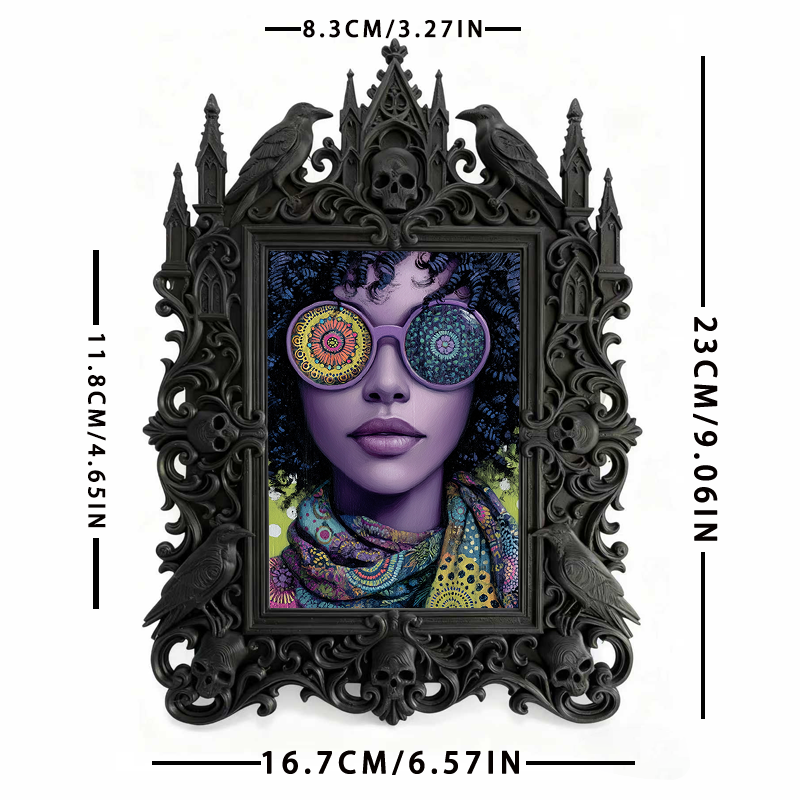 Bestseller Gothic Dark-style Photo Frame | Occult Bookstore Shelf Decor, Photo Ornament, Wall-mountable & Tabletop, Waterproof Lightweight F