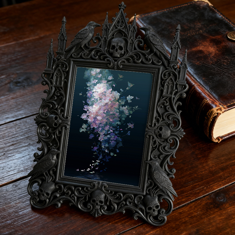 Luxury Gothic Dark-style Photo Frame | Gothic-style Tattoo Flash Shop Decor, Photo Ornament, Wall-mountable & Tabletop, Waterproof Matte Pla