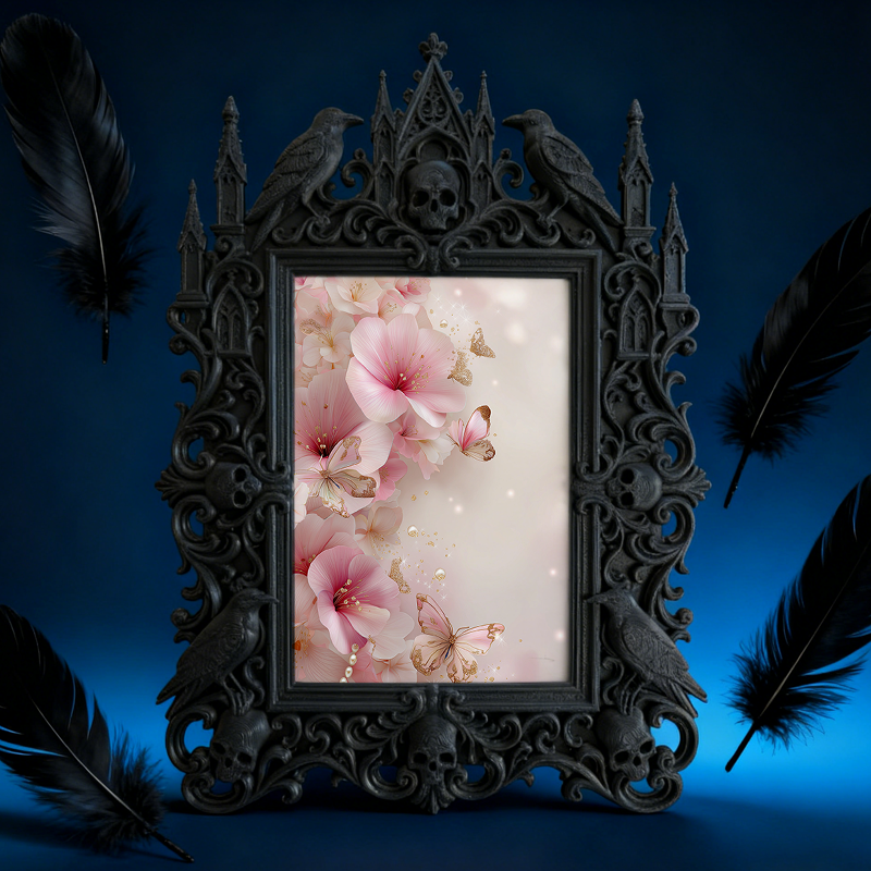 Trendy Gothic Dark-style Photo Frame | Dark Academia Dorm Door Decor, Photo Ornament, Dual-use Display, Waterproof Compact Frame