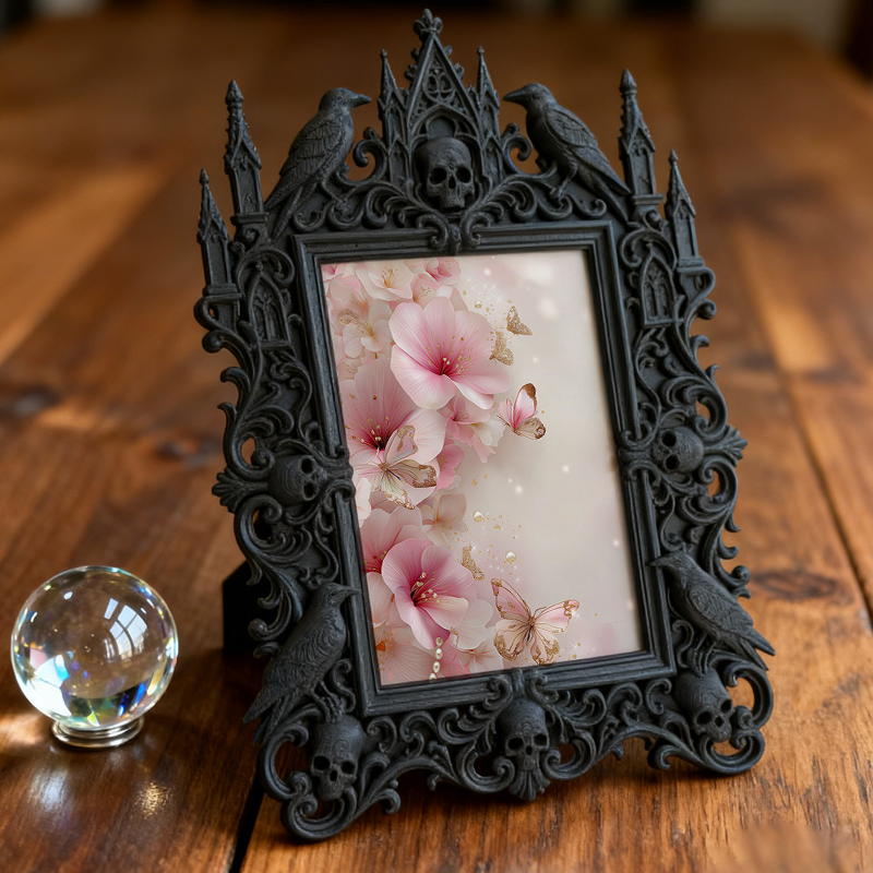 Trendy Gothic Dark-style Photo Frame | Dark Academia Dorm Door Decor, Photo Ornament, Dual-use Display, Waterproof Compact Frame