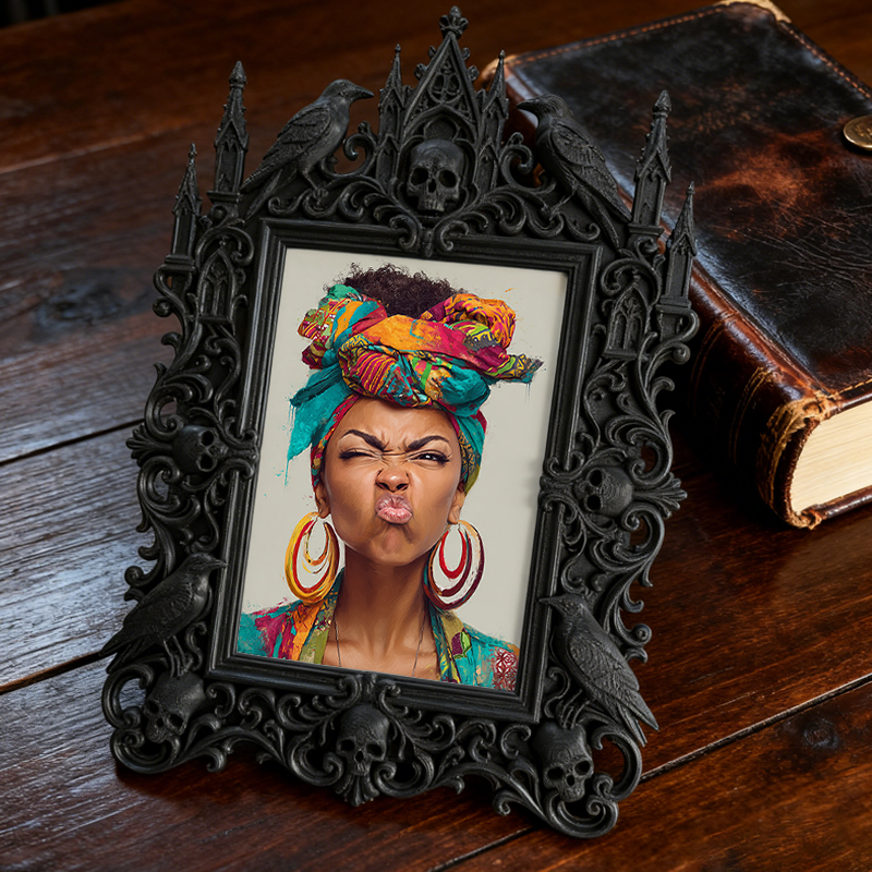 Top-rated Gothic Dark-style Photo Frame | Horror Escape Room Clue Wall Decor, Photo Ornament, Dual-use Display, Waterproof Reusable Frame
